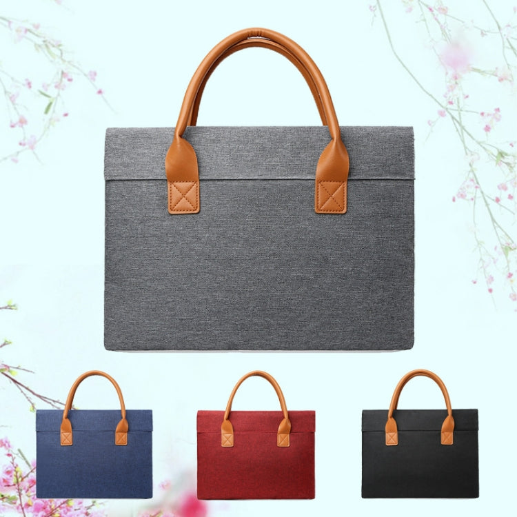 14 Inch Oxford Cloth Lightweight Portable Laptop Bag With PU Handle(Black) - 14.1 inch by PMC Jewellery | Online Shopping South Africa | PMC Jewellery | Buy Now Pay Later Mobicred