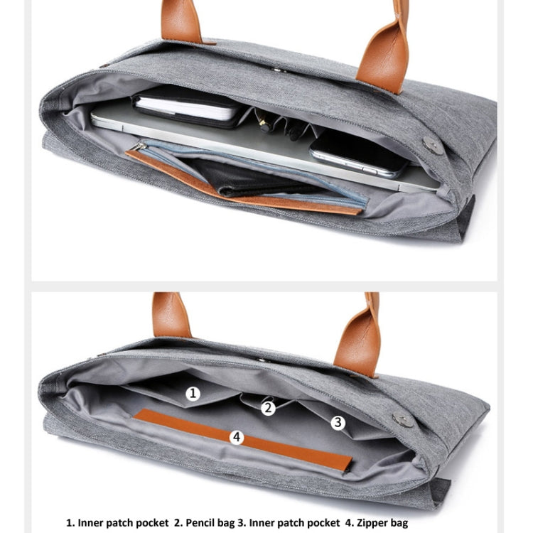 14 Inch Oxford Cloth Lightweight Portable Laptop Bag With PU Handle(Black) - 14.1 inch by PMC Jewellery | Online Shopping South Africa | PMC Jewellery | Buy Now Pay Later Mobicred