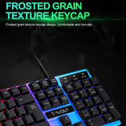 T-WOLF TF230 Colorful Light Effect Game Office Computer Wired Keyboard and Mouse Kit(Black)