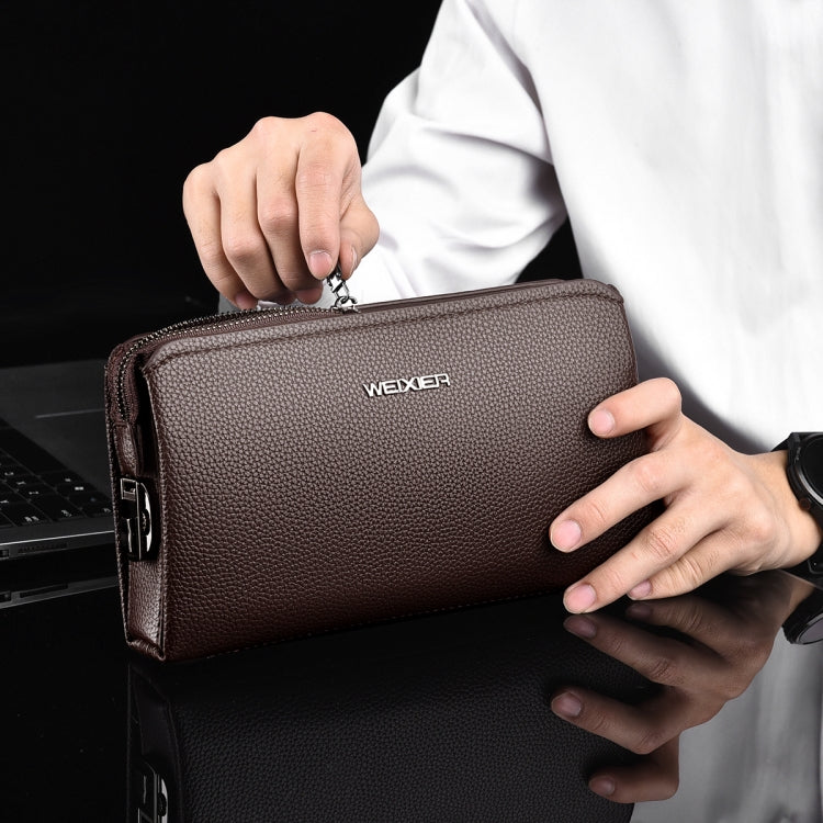 WEIXIER W125 Men Clutch Bag Password Zipper Business Phone Case(Brown) - free shipping - PMC Jewellery - Order now!
