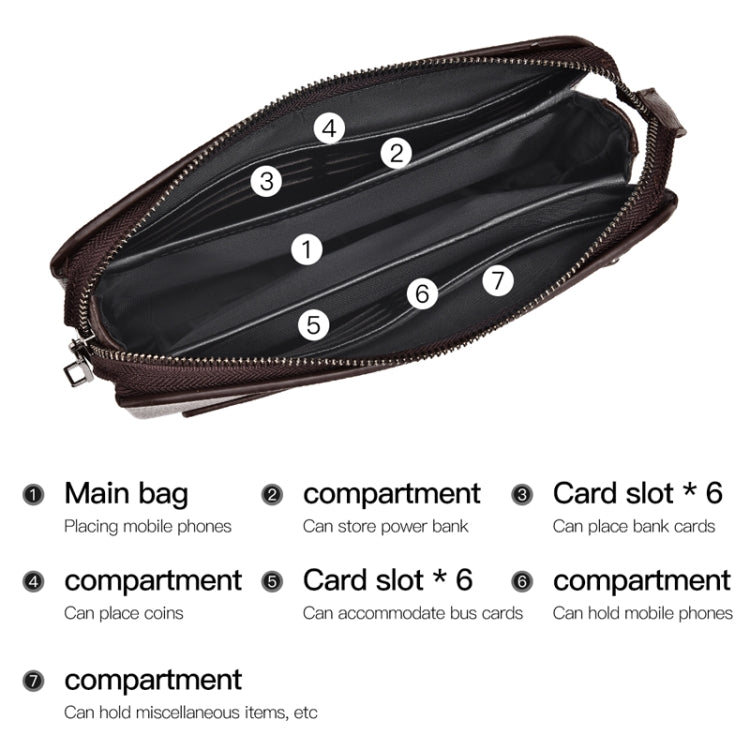 WEIXIER W125 Men Clutch Bag Password Zipper Business Phone Case(Brown) - free shipping - PMC Jewellery - Order now!