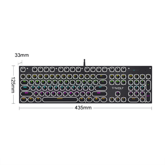 T-WOLF T75 104 Keys Adjustable RGB Light Computer Game Wired Mechanical Keyboard(White)