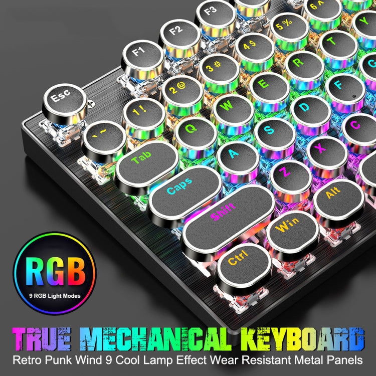 T-WOLF T75 104 Keys Adjustable RGB Light Computer Game Wired Mechanical Keyboard(White)