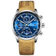 BINBOND B6022 30m Waterproof Luminous Multifunctional Quartz Watch, Color: Leather-White Steel-Blue - free shipping - PMC TechLife - Order now!