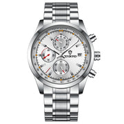 BINBOND B6022 30m Water-resistant Luminous Multifunctional Quartz Watch, Color: White Steel-White