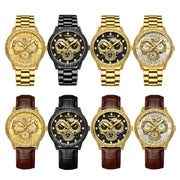BINBOND B3030 Embossed Dragon Luminous Water-resistant Quartz Watch, Color: Full-gold Black