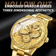 BINBOND B3030 Embossed Dragon Luminous Water-resistant Quartz Watch, Color: Full-gold Black