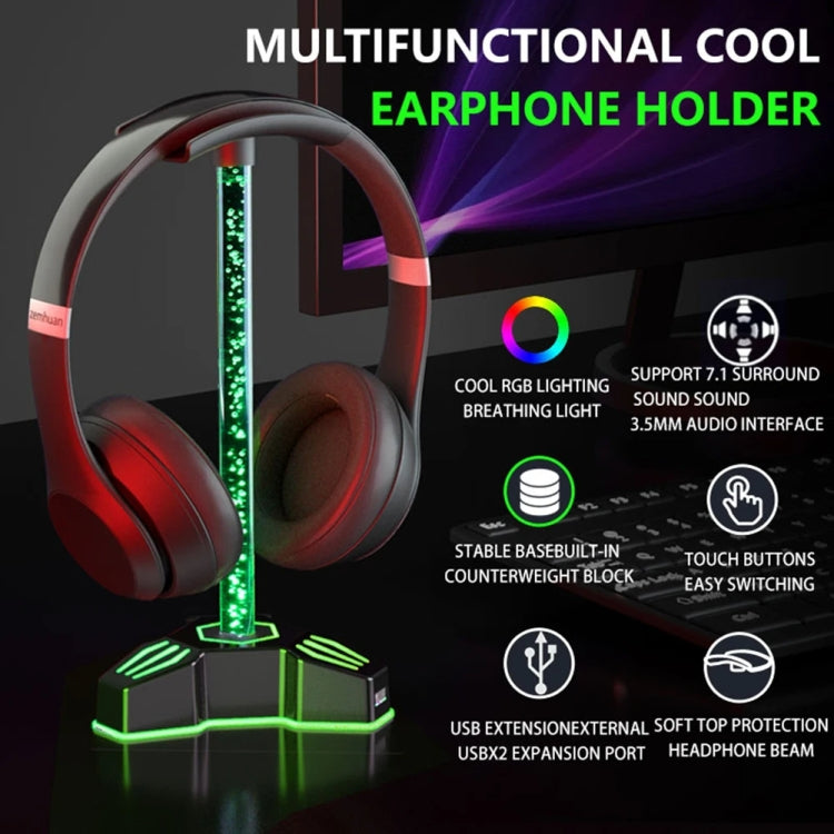 RGB Lighted Headphone Stand With Ambient Light USB Expansion Port Headphone Display Bracket, Style: Without 3.5mm Port - free shipping - PMC TechLife - Order now!