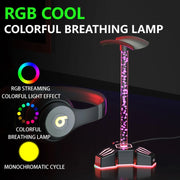 RGB Lighted Headphone Stand With Ambient Light USB Expansion Port Headphone Display Bracket, Style: Without 3.5mm Port