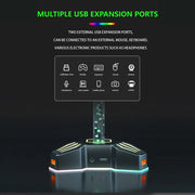 RGB Lighted Headphone Stand With Ambient Light USB Expansion Port Headphone Display Bracket, Style: With 3.5mm Port