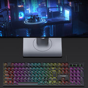 T-WOLF T80 104-Keys RGB Illuminated Office Game Wired Punk Retro Keyboard, Color: Pink