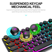 T-WOLF T80 104-Keys RGB Illuminated Office Game Wired Punk Retro Keyboard, Color: Pink