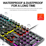 T-WOLF T80 104-Keys RGB Illuminated Office Game Wired Punk Retro Keyboard, Color: Black