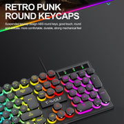 T-WOLF T80 104-Keys RGB Illuminated Office Game Wired Punk Retro Keyboard, Color: Black