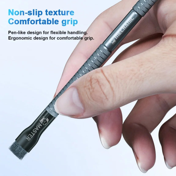 MECHANIC Cell Phone Motherboard Chip Degumming Brush PCB De-Tin Cleaning Cylinder Long Handle Brush, Style: Sideburns