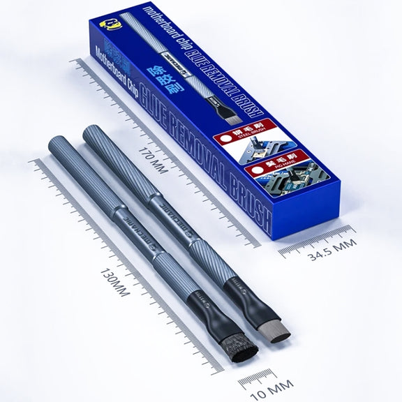MECHANIC Cell Phone Motherboard Chip Degumming Brush PCB De-Tin Cleaning Cylinder Long Handle Brush, Style: Sideburns