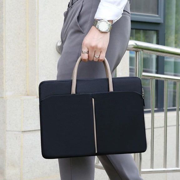 15 -15.6 Inch Oxford Cloth Laptop Bag Mens Womens Briefcase with PU Handle(Dark Black)
