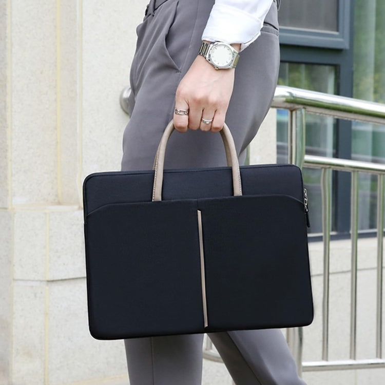 14 -14.6 Inch Oxford Cloth Laptop Bag Mens Womens Briefcase with PU Handle(Dark Black)