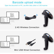 NEWSCAN 1D CCD Red Light Wireless Barcode Reader Scanner Data Collector With 2.2-Inch LCD Screen