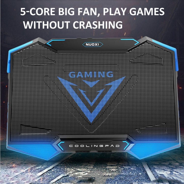 NUOXI 5 Fans Laptop Radiator Bracket Height Adjustable with Dual USB Ports(Black and Blue) - free shipping - PMC Jewellery - Order now!