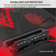 NUOXI 5 Fans Laptop Radiator Bracket Height Adjustable with Dual USB Ports(Black and Blue)