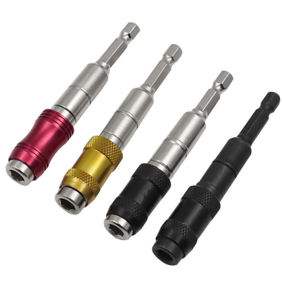 Hexagonal Shank Quick Release Self-Locking Joint Extension Rod Electric Drill Driver Extension Quick Conversion Bits(Silver+Red)
