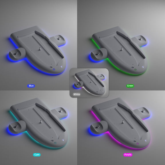 For PS5 Slim Console DOBE Multifunctional Charging Base with RGB Light