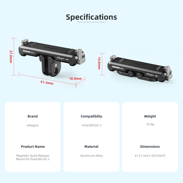 For Insta360 GO 3 / 3S aMagisn Magnetic Fast Disassembly Bottom Seat Bracket Sports Camera Accessories - Others by aMagisn | Online Shopping South Africa | PMC Jewellery | Buy Now Pay Later Mobicred