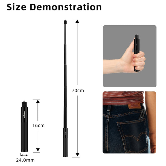 aMagisn 70cm Invisible Straight Pull Selfie Stick Sports Camera Accessories, Specification: Single Rod