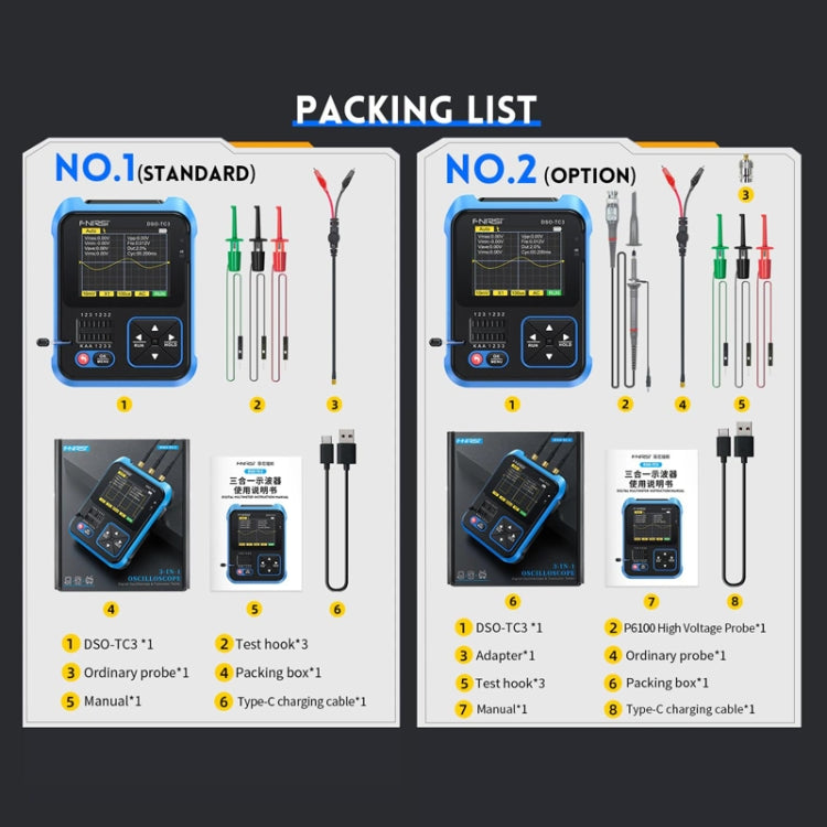 FNIRSI 3 In 1 Handheld Digital Oscilloscope LCR Transistor Tester, Specification: Upgrade - free shipping - PMC TechLife - Order now!