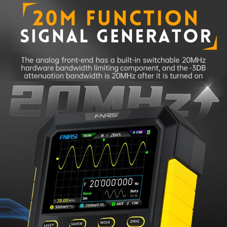 FNIRSI 2 In 1 Small Handheld Fluorescence Digital Dual-Channel Oscilloscope, US Plug(Yellow) - free shipping - PMC TechLife - Order now!