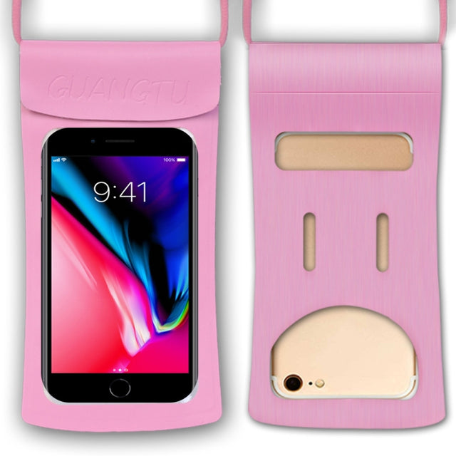 TPU Transparent Touch Screen Phone 30m Water-resistant Bag Outdoor Rafting Phone Case(Rose Gold)