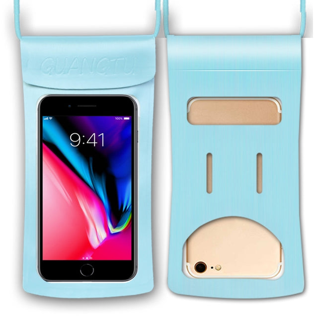 TPU Transparent Touch Screen Phone 30m Water-resistant Bag Outdoor Rafting Phone Case(Water Blue)
