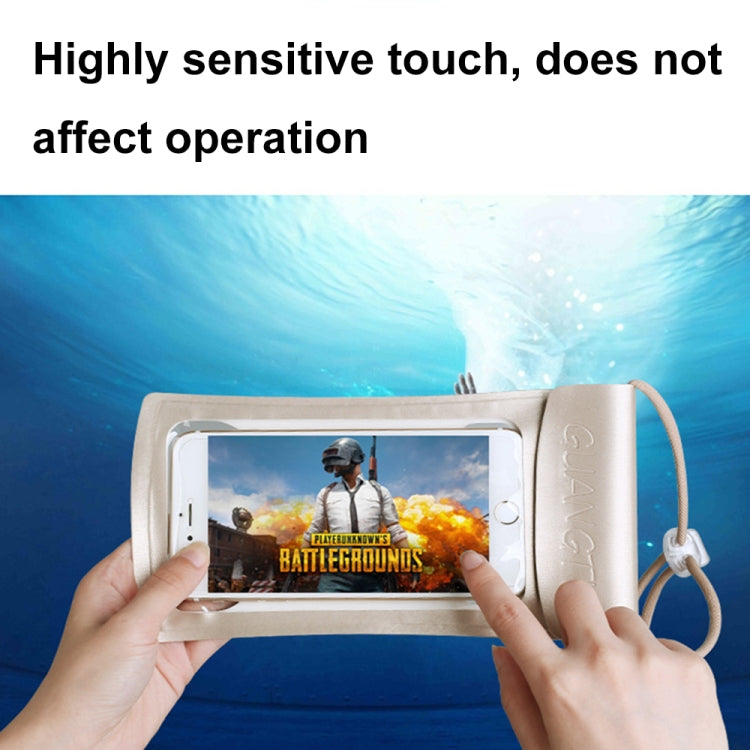 TPU Transparent Touch Screen Phone 30m Water-resistant Bag Outdoor Rafting Phone Case(Champagne)