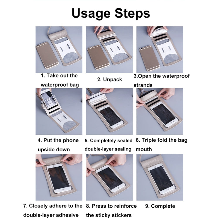 TPU Transparent Touch Screen Phone 30m Waterproof Bag Outdoor Rafting Phone Case(Rose Gold) - Waterproof Bag by GUANGTU | Online Shopping South Africa | PMC Jewellery | Buy Now Pay Later Mobicred