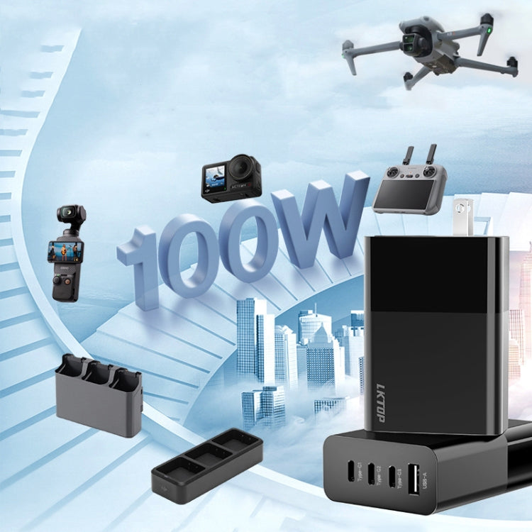 LKTOP 100W Gallium Nitride Fast Charger AC Adapter With 3 USB-C/Type-C+1 USB-A Port US Plug - free shipping - PMC TechLife - Order now!