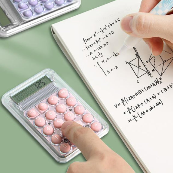 Small Silent Simple Calculator Mini Candy Dormitory Student Office Exam Tool(Pink)