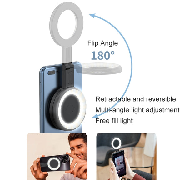 Cell Phone Magnetic Fill Light Portable Photo Pocket Lamp(Black)