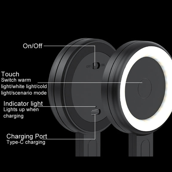 Cell Phone Magnetic Fill Light Portable Photo Pocket Lamp(Black)