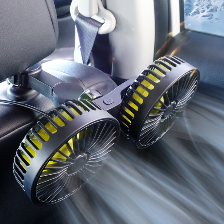 SUITU F4208 Car Cooling Fan Vehicle Rear Seatback USB Dual-Head Electrical Fan(Yellow And Black) - Heating & Fans by SUITU | Online Shopping South Africa | PMC TechLife | Buy Now Pay Later Mobicred