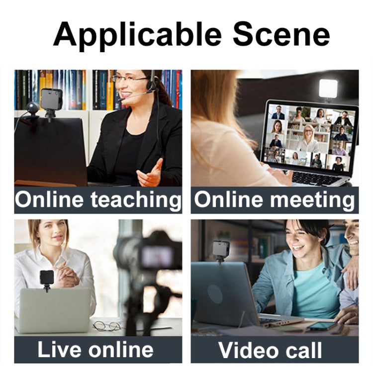 W64 64LEDs Video Conferencing Mobile Laptop Live Fill Light Photography Pocket Lamp, Spec: Clip+Tripod Set