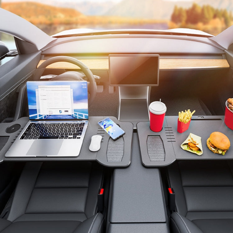 For Tesla Model Y/3 SUITU Car Center Folding Small Table Board Camping Dining Plate(Black Brown) - free shipping - PMC Jewellery - Order now!