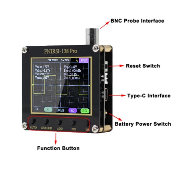 FNIRSI Handheld Small Teaching Maintenance Digital Oscilloscope, Specification: Standard Without Battery