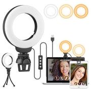 YRing48 4-Inch 48LEDs Laptop Camera Video Conference Live Beauty Ring Fill Light, Spec: Clip Set