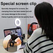 YRing48 4-Inch 48LEDs Laptop Camera Video Conference Live Beauty Ring Fill Light, Spec: Clip with Tripod