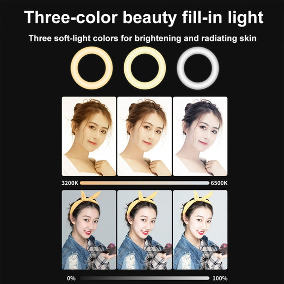 YRing48 4-Inch 48LEDs Laptop Camera Video Conference Live Beauty Ring Fill Light, Spec: Clip with Tripod