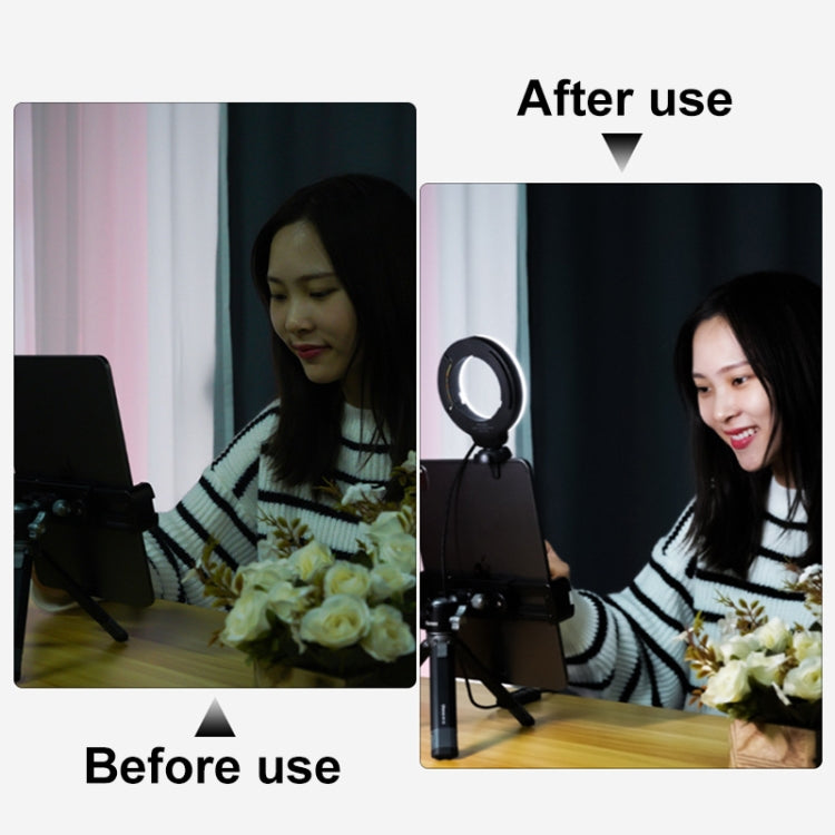 YRing48 4-Inch 48LEDs Laptop Camera Video Conference Live Beauty Ring Fill Light, Spec: Clip with Tripod