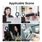 YRing48 4-Inch 48LEDs Laptop Camera Video Conference Live Beauty Ring Fill Light, Spec: Clip with Tripod