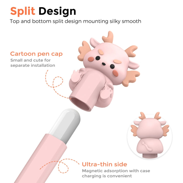 For Apple Pencil 2 AhaStyle Cartoon Dragon Pen Case Capacitive Stylus Silicone Cover(Orange)