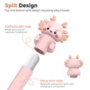 For Apple Pencil 2 AhaStyle Cartoon Dragon Pen Case Capacitive Stylus Silicone Cover(Pink)